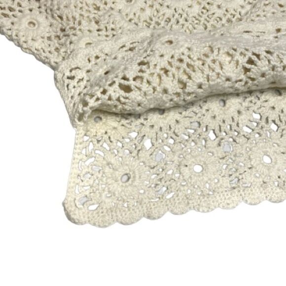 Express cream hand knit formal crochet wool blend sweater size M - Picture 15 of 16